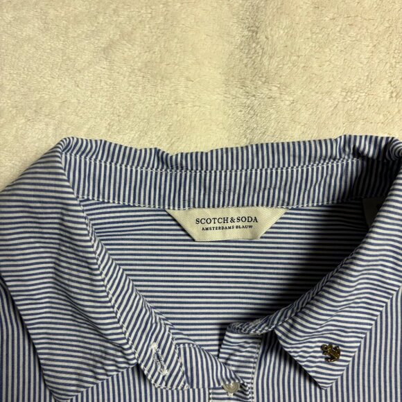 Scotch and Soda Womens Button‎ Down Blouse Size M Nautical Blue Striped Sailor - Picture 2 of 14
